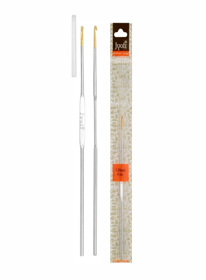 Jyoti Crochet Hook Steel (Gold Point) for Thread Work, Hand Knitted Sewing DIY Craft Weaving Needle, Ideal for Sweaters, Purses, Scarves, and Hats, # 15414 (Silver, 5"/12cm of Size 1/1.6mm) - 5 Pcs - Image 2